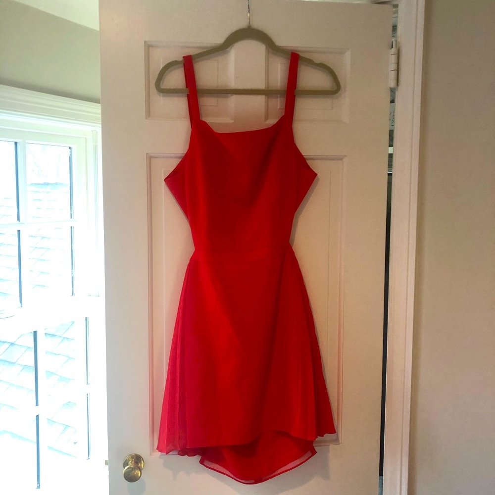 Red backless BCBG dress